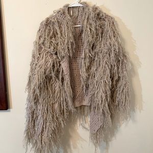 Free people natural tan faithful shaggy jacket